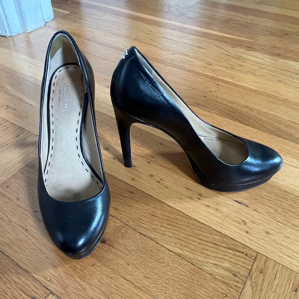 Coach Black Leather Platform Pumps